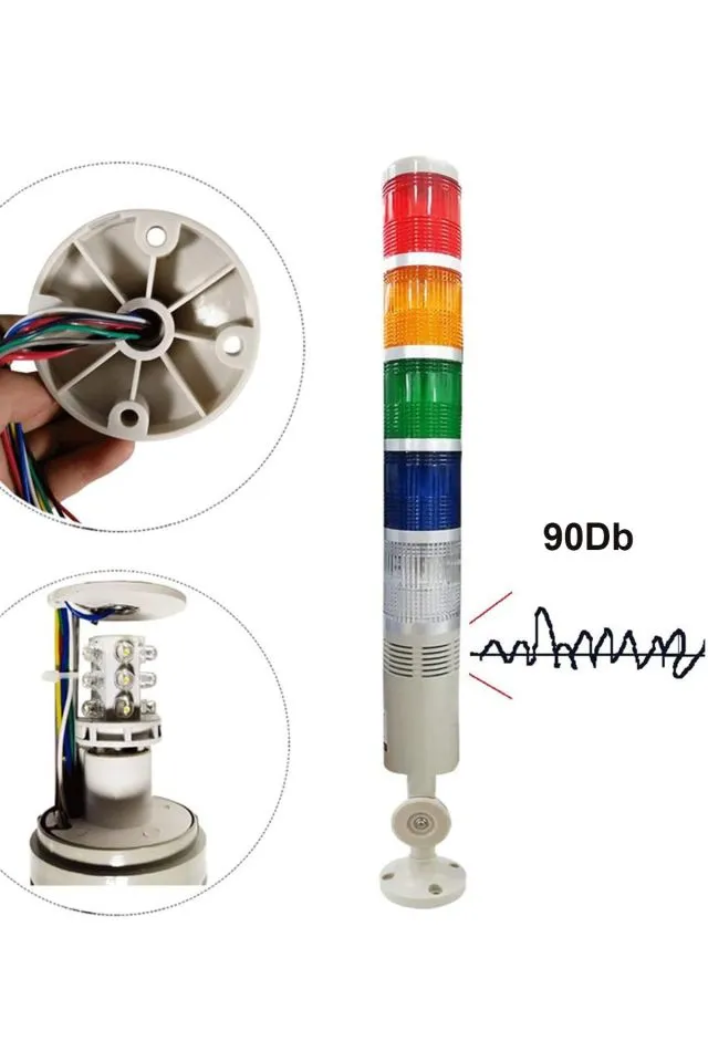 D50 Işıklı Kolon 230VAC Led Flaşör Buzzer Kırmızı Yeşil Sarı Mavi Beyaz MST-54155