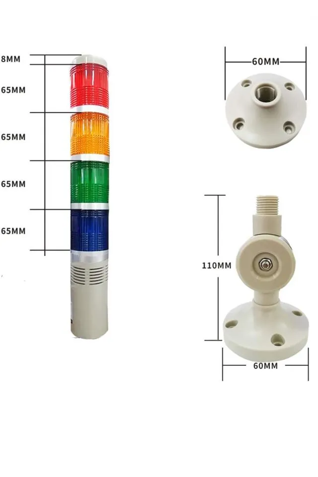 D50 Işıklı Kolon 230VAC Led Sabit Buzzer Kırmızı Yeşil Sarı Mavi MST-53154
