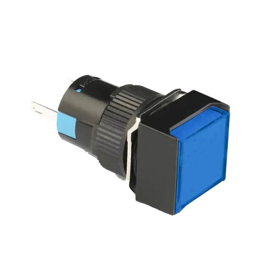 D16 Işıklı Buton 24V Kalıcı 2CO Kare Mavi MBT-37262