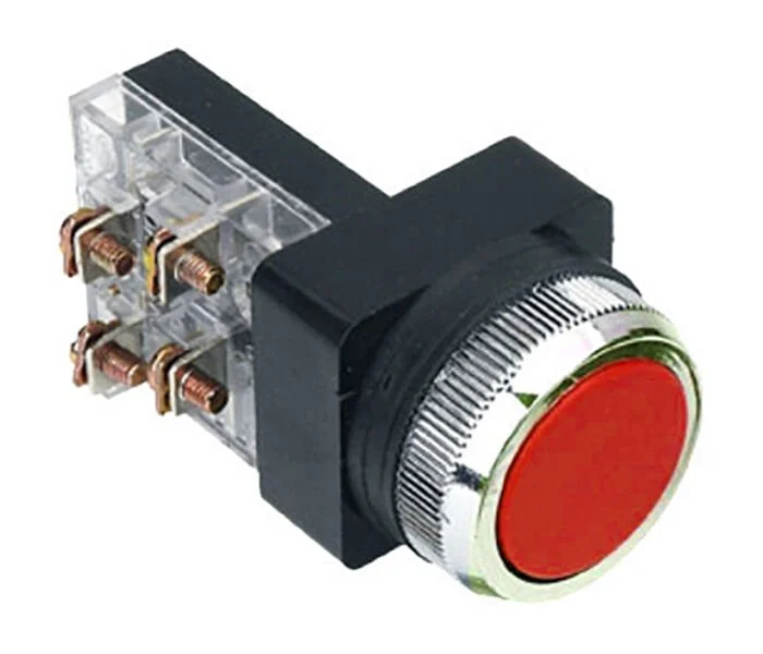 D30 Buton Çıkık Yaylı NO+NC Kırmızı MBW-31450