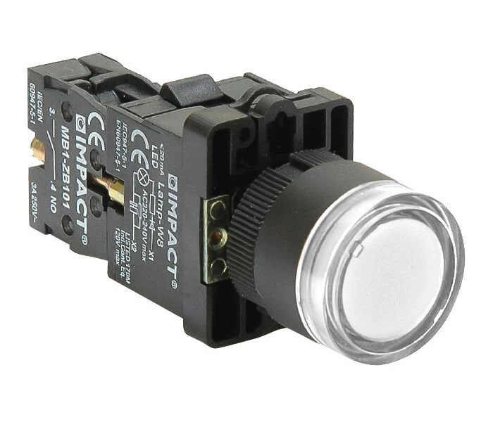 Impact 22mm Ledli Buton Beyaz NO MB3-EW711