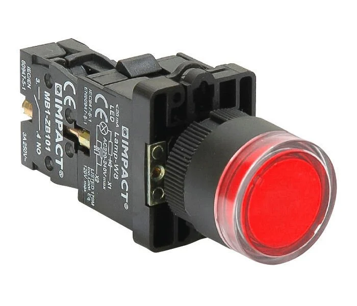 Impact 22mm Ledli Buton Kırmızı NC MB3-EW742
