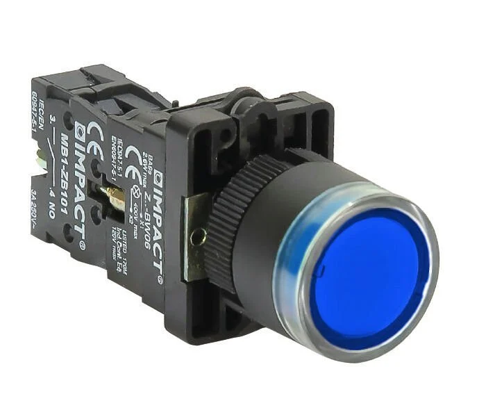 Impact 22mm Işıklı Buton Mavi NO MB3-EW661
