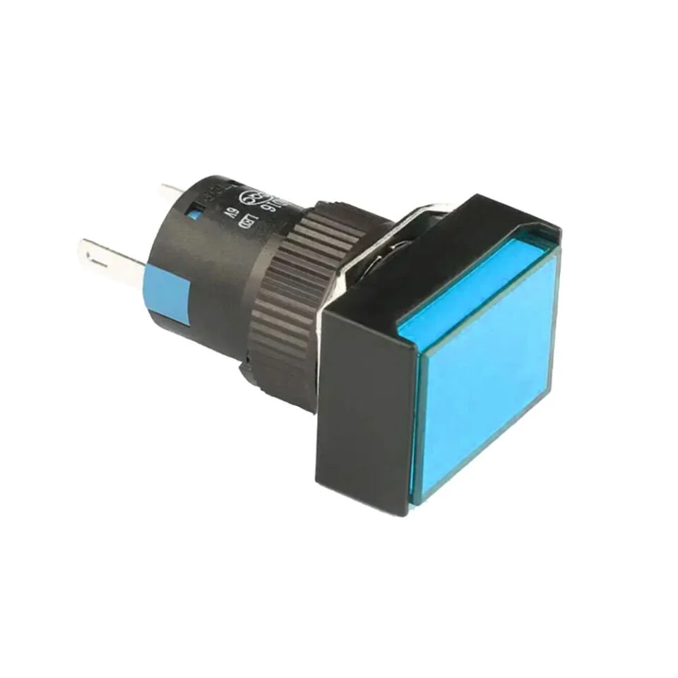 D16 Işıklı Buton 24V Kalıcı 2CO Dörtgen Mavi MBT-37362