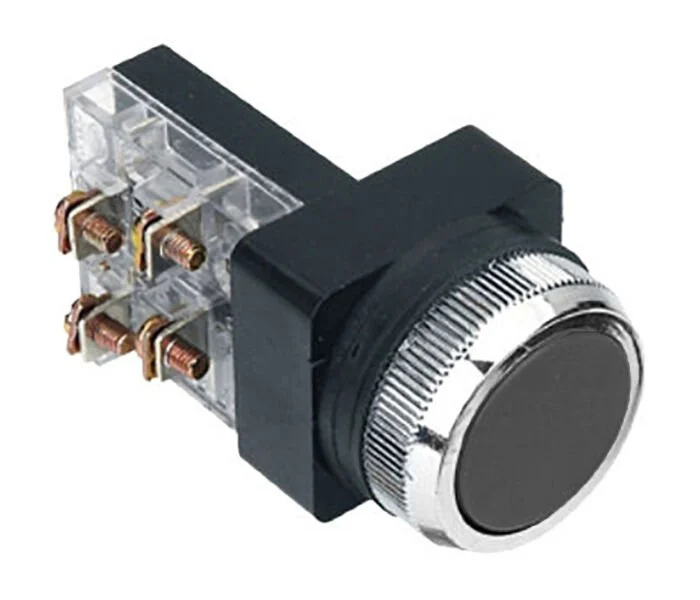 D30 Buton Çıkık Yaylı NO+NC Siyah MBW-31250