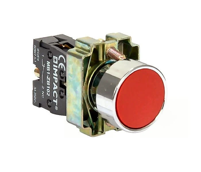 Impact 22mm Yaylı Buton Kırmızı NC MB3-BA420