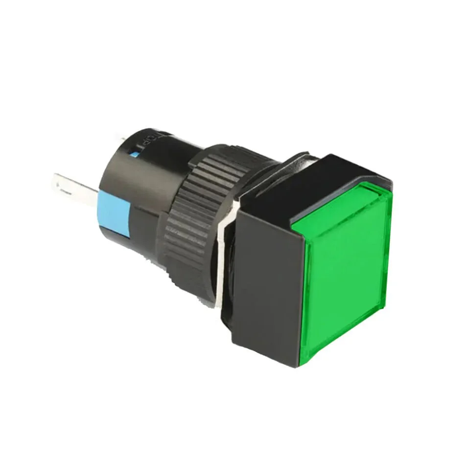 D16 Işıklı Buton 24V Yaylı 1CO Kare Yeşil MBT-27231