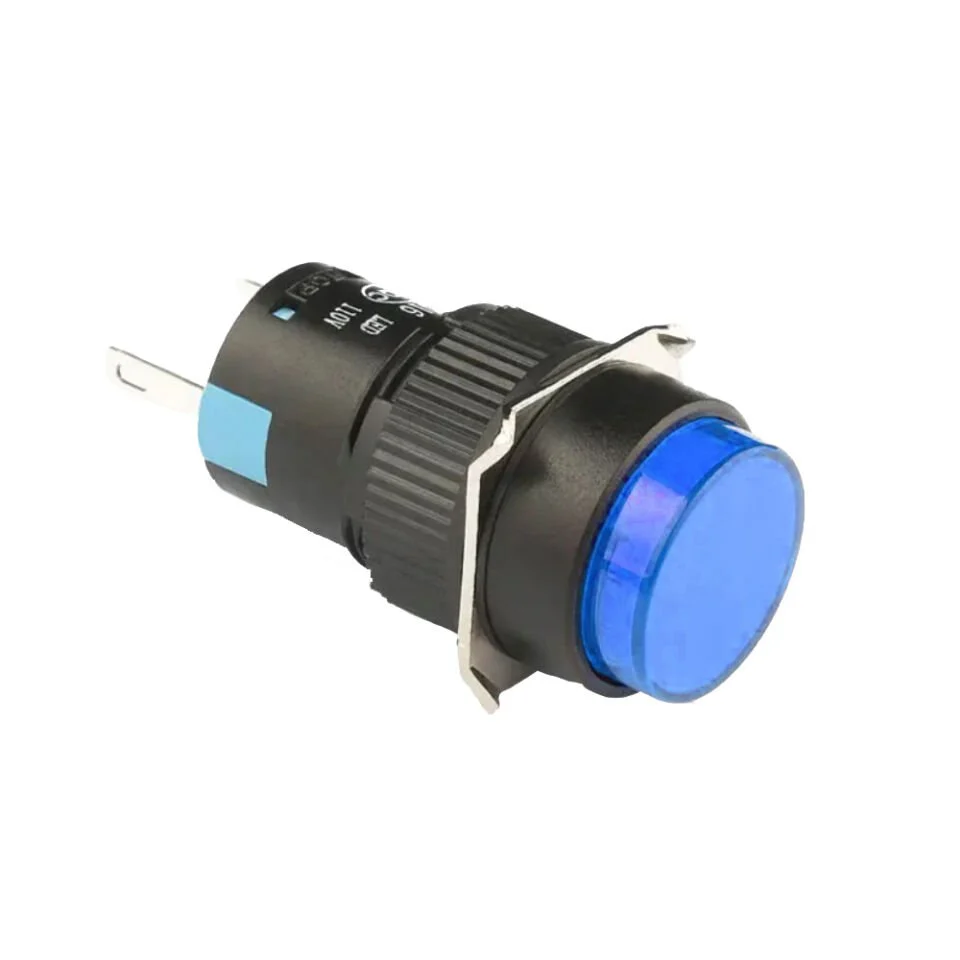 D16 Işıklı Buton 24V Yaylı 2CO Yuvarlak Mavi MBT-27162