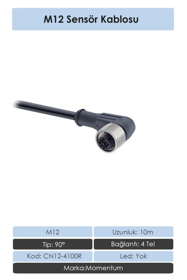 Sensör Konnektör M12 90d 5 metre 4 Tel CN12-4050RN