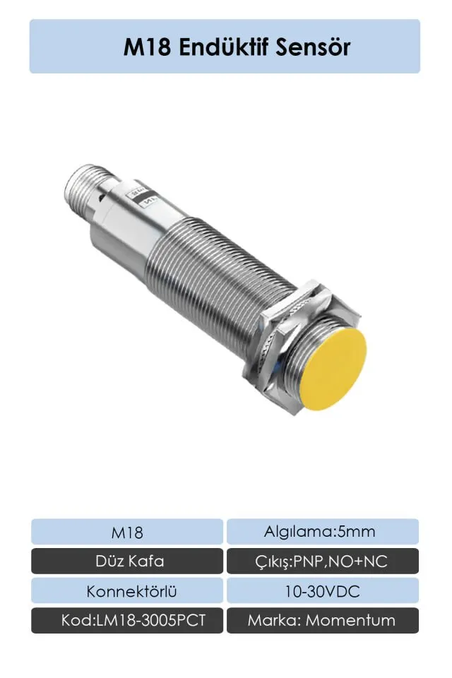 M18 Endüktif Sensör 8mm Çıkık Kafa AC 2 Tel NO LM18-2008A