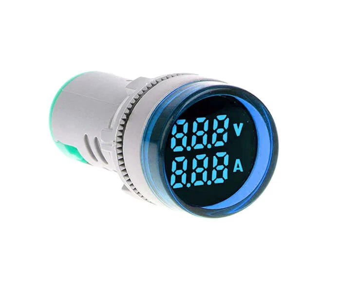 D22 Sinyal Led Voltmetre Ampermetre 80-500V / 0-100A Mavi MB3-EV766